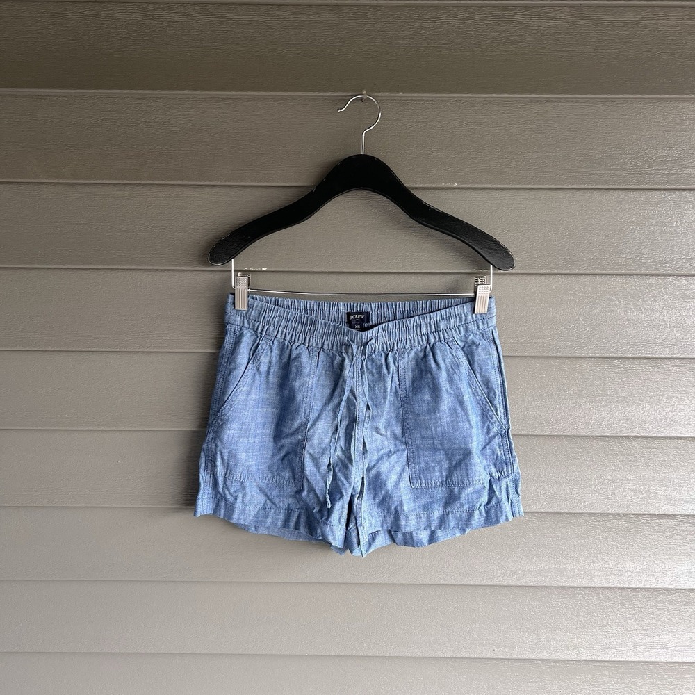 J.Crew Chambray Pull On Shorts Womens XS Blue Drawstring Re-Imagined AX923